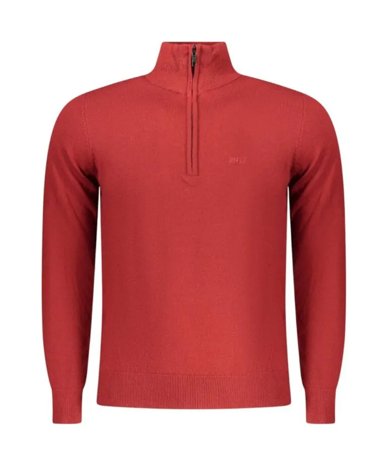 Rifle Jeans - Ανδρικό Πουλόβερ Half Zip Regular Fit RFTR072-RED Κόκκινο