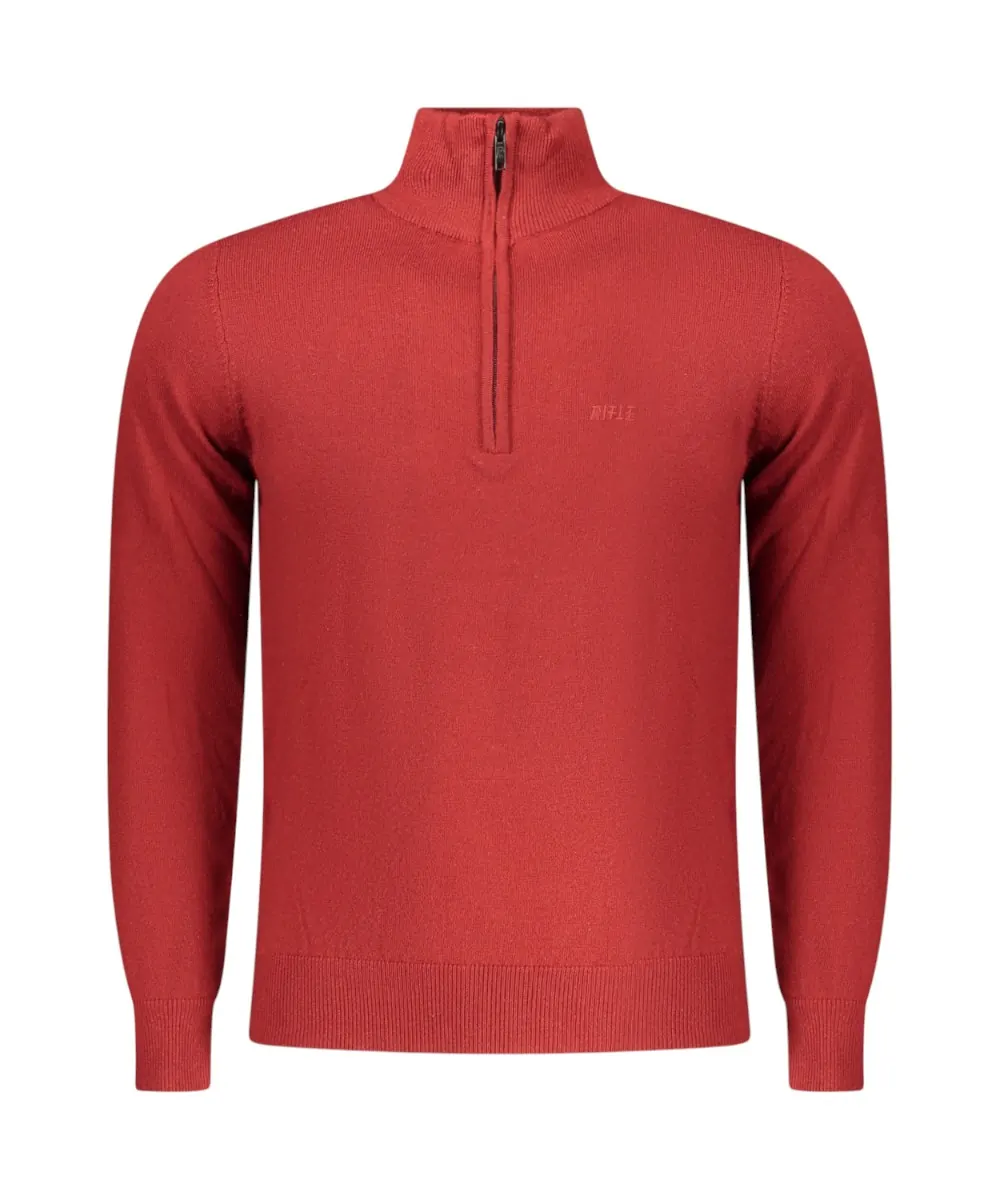 Rifle Jeans - Ανδρικό Πουλόβερ Half Zip Regular Fit RFTR072-RED Κόκκινο