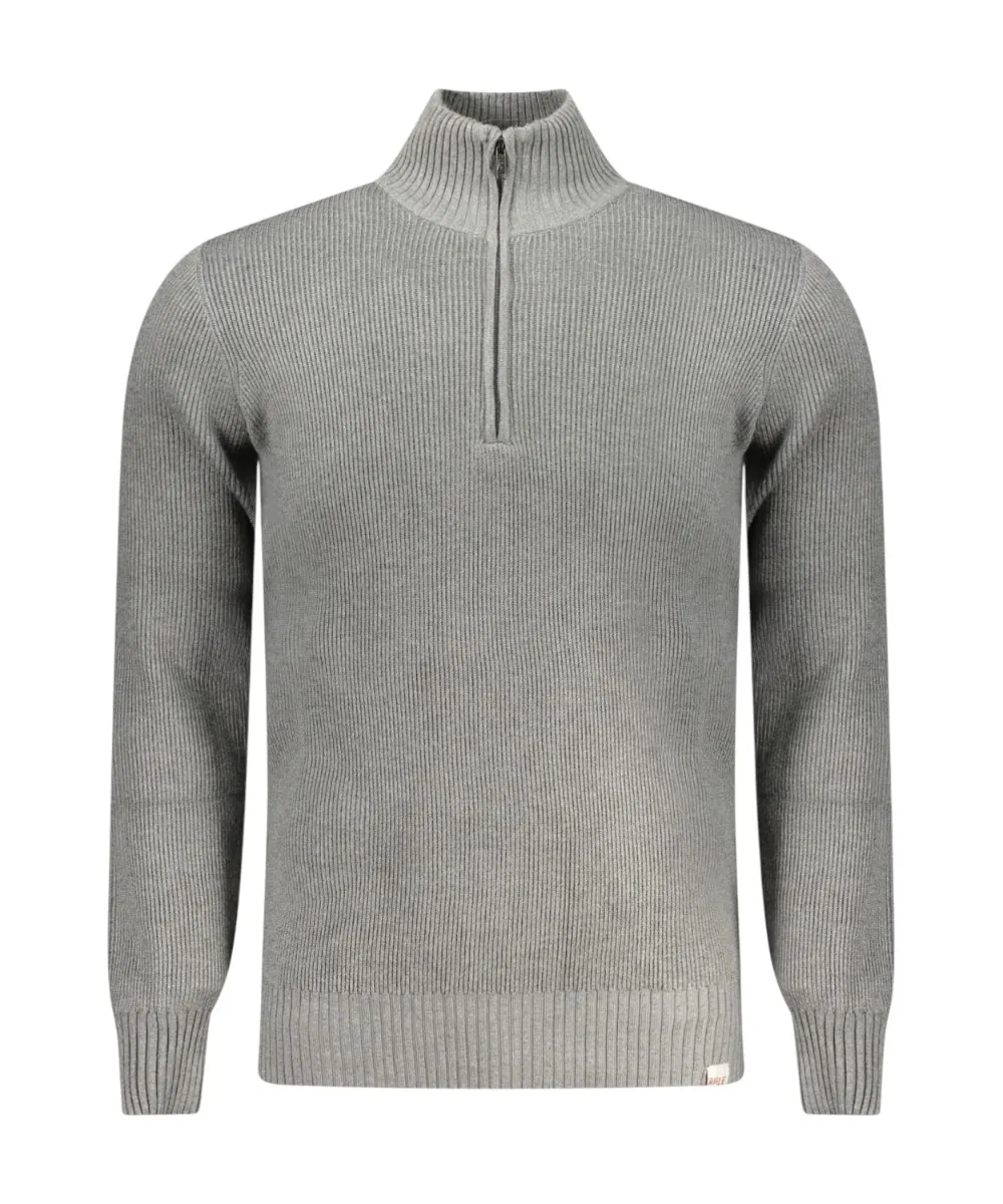 Rifle Jeans - Ανδρικό Πουλόβερ Half Zip Regular Fit RFTR436-GMELAN Γκρι