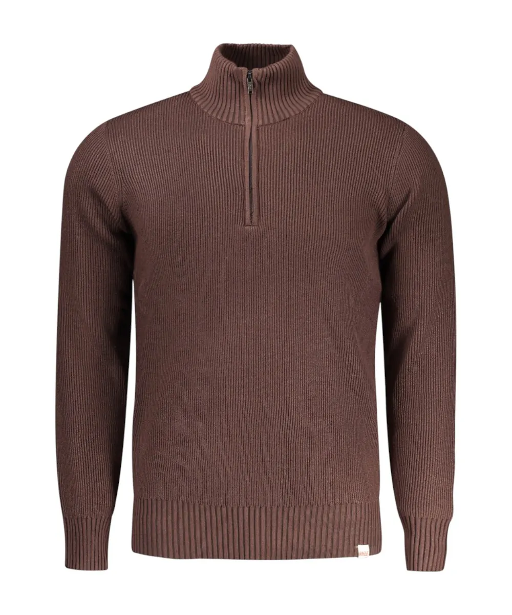Rifle Jeans - Ανδρικό Πουλόβερ Half Zip Regular Fit RFTR436-MORO Καφέ