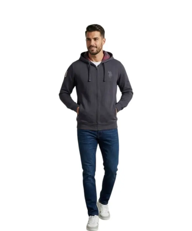 U.S. Polo Assn. - Ανδρική Φούτερ Ζακέτα με Κουκούλα και Τσέπες 63028-53223-179 Μπλε