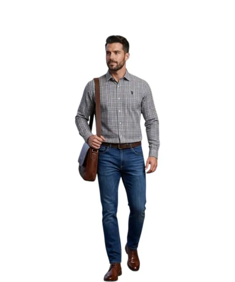 U.S. Polo Assn. - Ανδρικό Πουκάμισο Μακρυμάνικο Καρό 64086-53309-887 Πολύχρωμο
