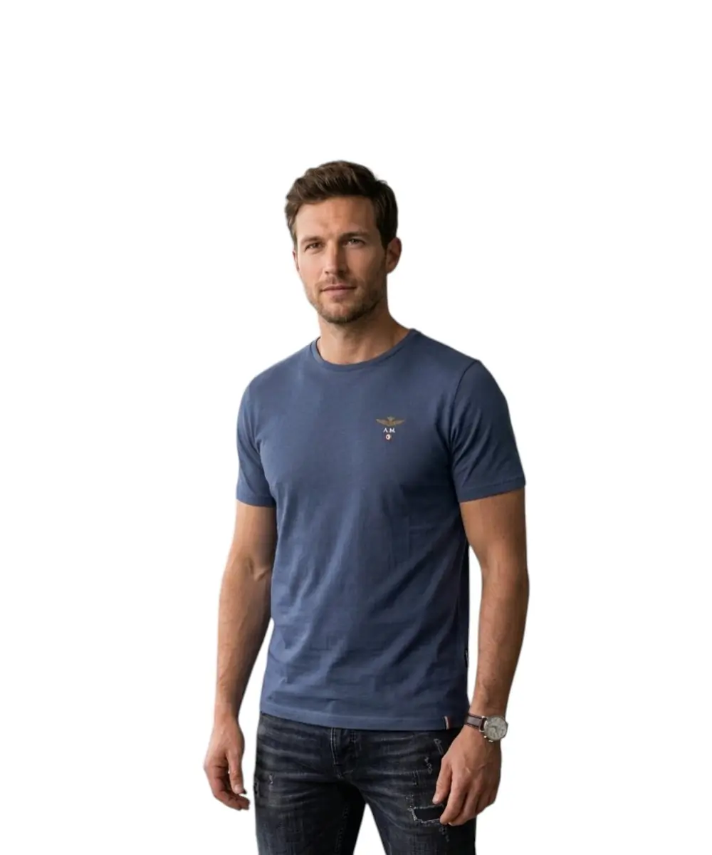 Aeronautica Militare - Ανδρική Κοντομάνικη Φανέλα SCOTI001J508-8184 Μπλε