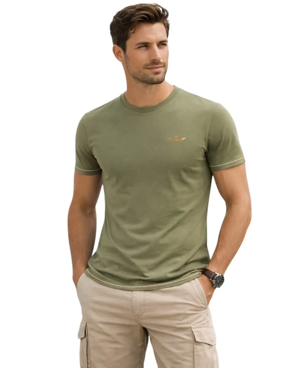 Aeronautica Militare - Ανδρική Κοντομάνικη Φανέλα SCOTI003J508-07001 Λαδί