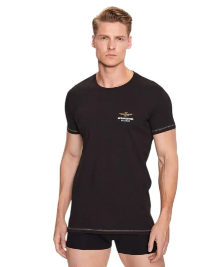 Aeronautica Militare - Ανδρική Κοντομάνικη Φανέλα SCOTI003J508-34300 Μαύρο