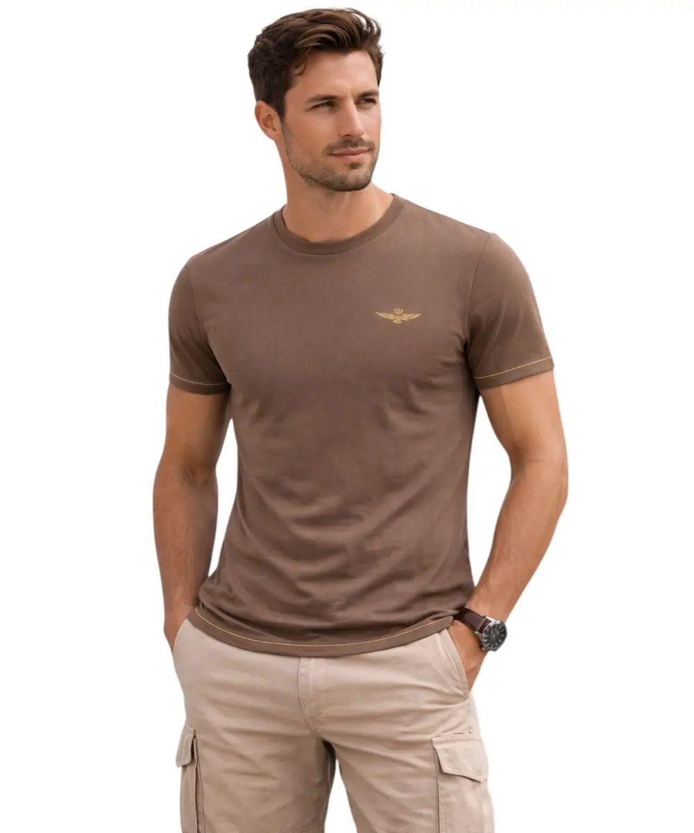 Aeronautica Militare - Ανδρική Κοντομάνικη Φανέλα SCOTI003J508-56002 Καφέ