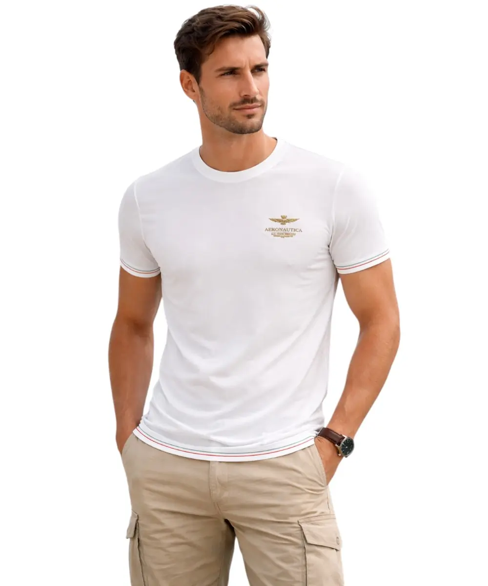 Aeronautica Militare - Ανδρική Κοντομάνικη Φανέλα SCOTI003J508-73009 Λευκό