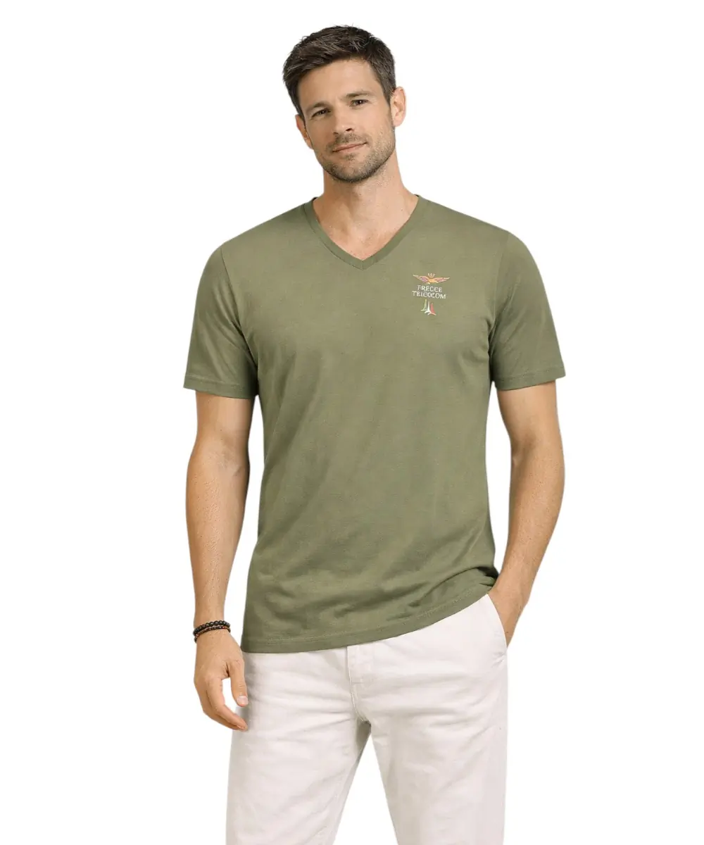 Aeronautica Militare - Ανδρική Κοντομάνικη Φανέλα SCOTI006J508-07001 Λαδί