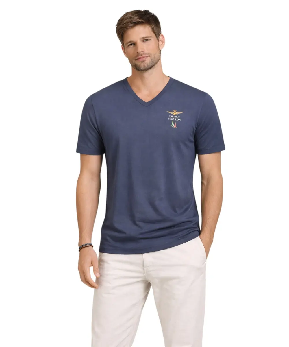 Aeronautica Militare - Ανδρική Κοντομάνικη Φανέλα SCOTI006J508-08184 Μπλε Σκούρο