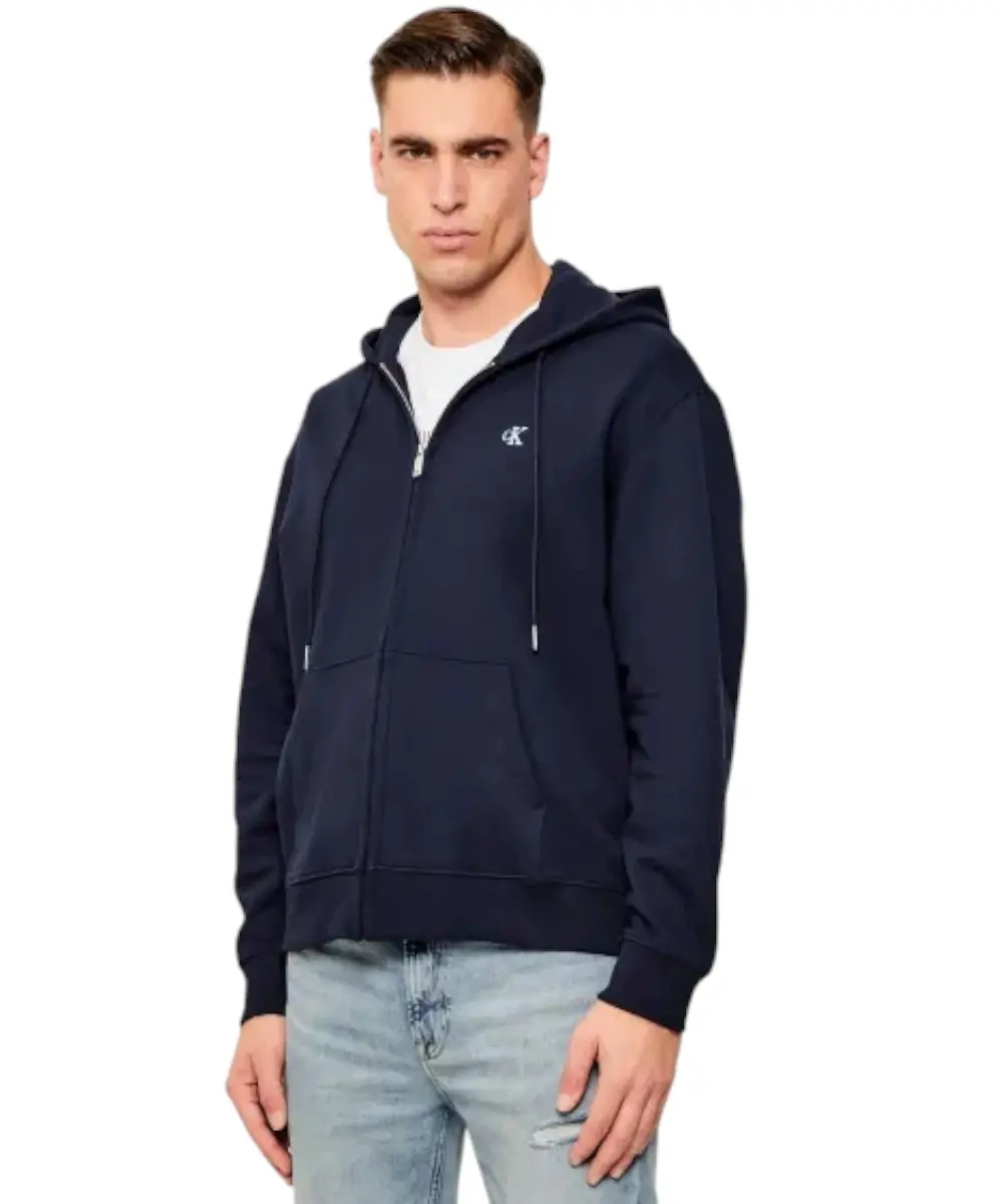 Calvin Klein - Ανδρική Ζακέτα Ls Eu 350Terry Monogram Fz Hoo Regular Fit LV04RD240G-CEF Μπλε Σκούρο