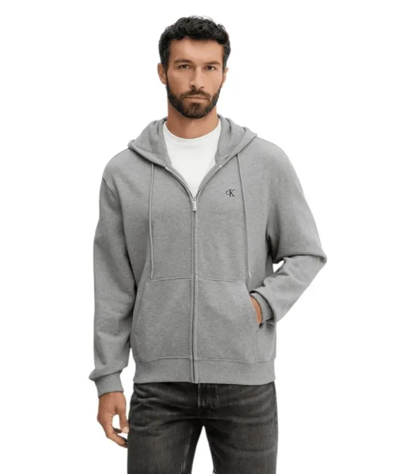 Calvin Klein - Ανδρική Ζακέτα Ls Eu 350Terry Monogram Fz Hoo Regular Fit LV04RD240G-P7E Γκρι