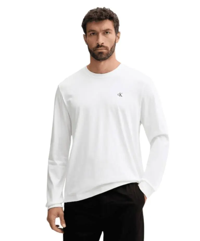 Calvin Klein - Ανδρική Μπλούζα Longsleeve Easy Regular Fit LV04RD247G-YAF Λευκό