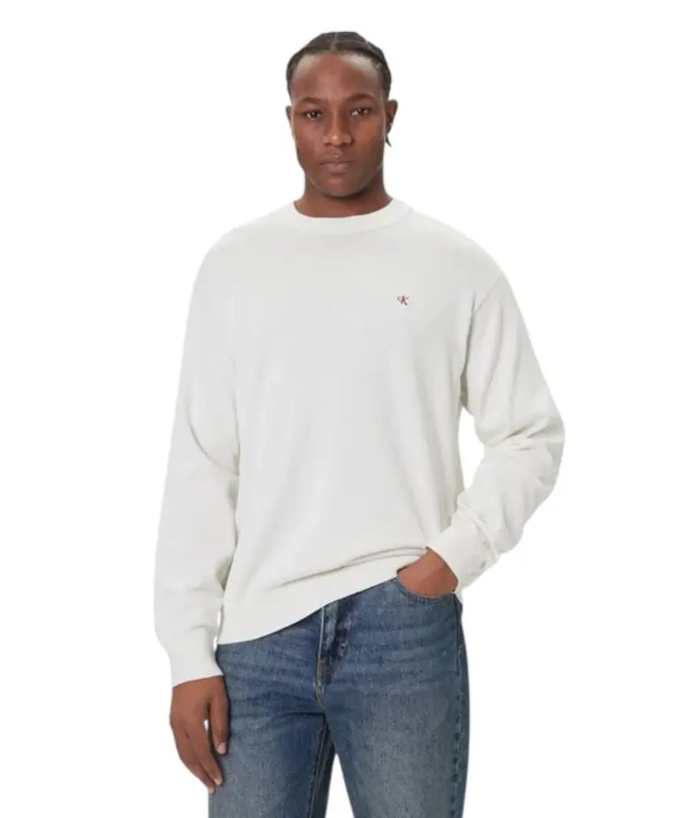 Calvin Klein - Ανδρικό Πουλόβερ Crewneck Monogram Relaxed Fit LV04RC309G-YAS Εκρού