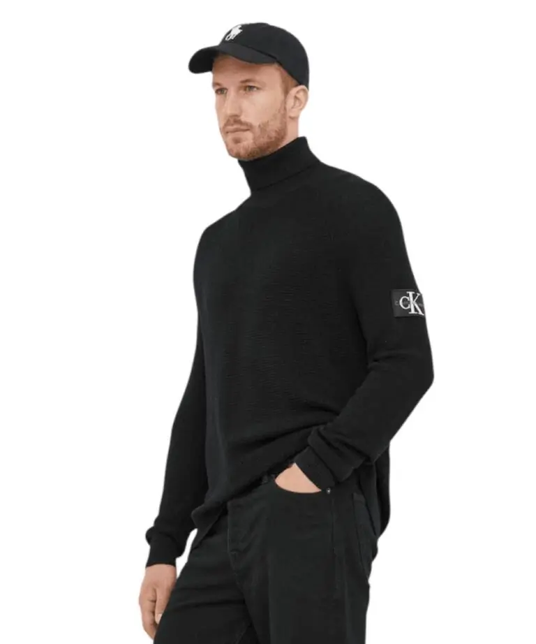 Calvin Klein - Ανδρικό Πουλόβερ Ζιβάγκο Regular Fit J30J325093-BEH Μαύρο
