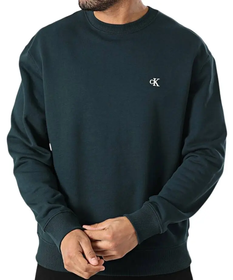 Calvin Klein - Ανδρικό Φούτερ 350Terry Monogram Regular Fit LV04RC296G-QQ5 Πετρόλ