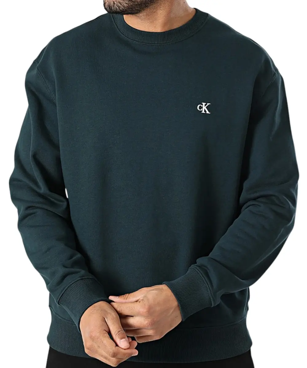 Calvin Klein - Ανδρικό Φούτερ 350Terry Monogram Regular Fit LV04RC296G-QQ5 Πετρόλ