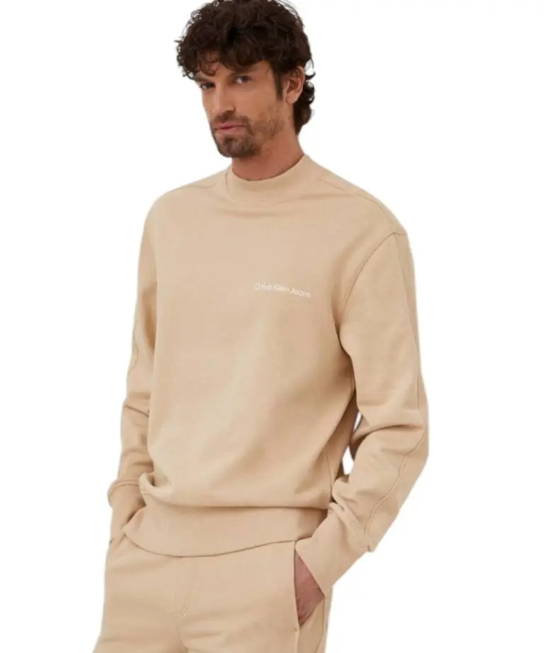 Calvin Klein - Ανδρικό Φούτερ Institutional Regular Fit J30J324621-AAT Μπεζ