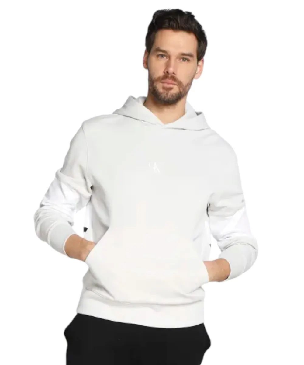 Calvin Klein - Ανδρικό Φούτερ Stripe Colorblock Badge Hoodie Regular Fit J30J321882-PRF Γκρι