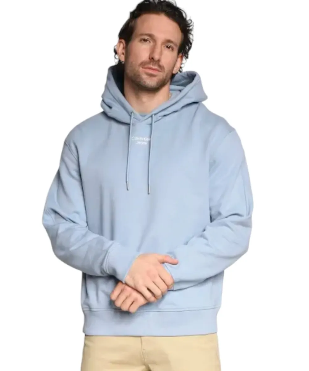 Calvin Klein - Ανδρικό Φούτερ με Κουκούλα J30J320604-DAR Γαλάζιο