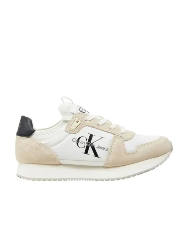 Calvin Klein - Γυναικεία Sneakers Runner Sock Laceup Ny-Lth Wn YW0YW00840-03A Λευκό