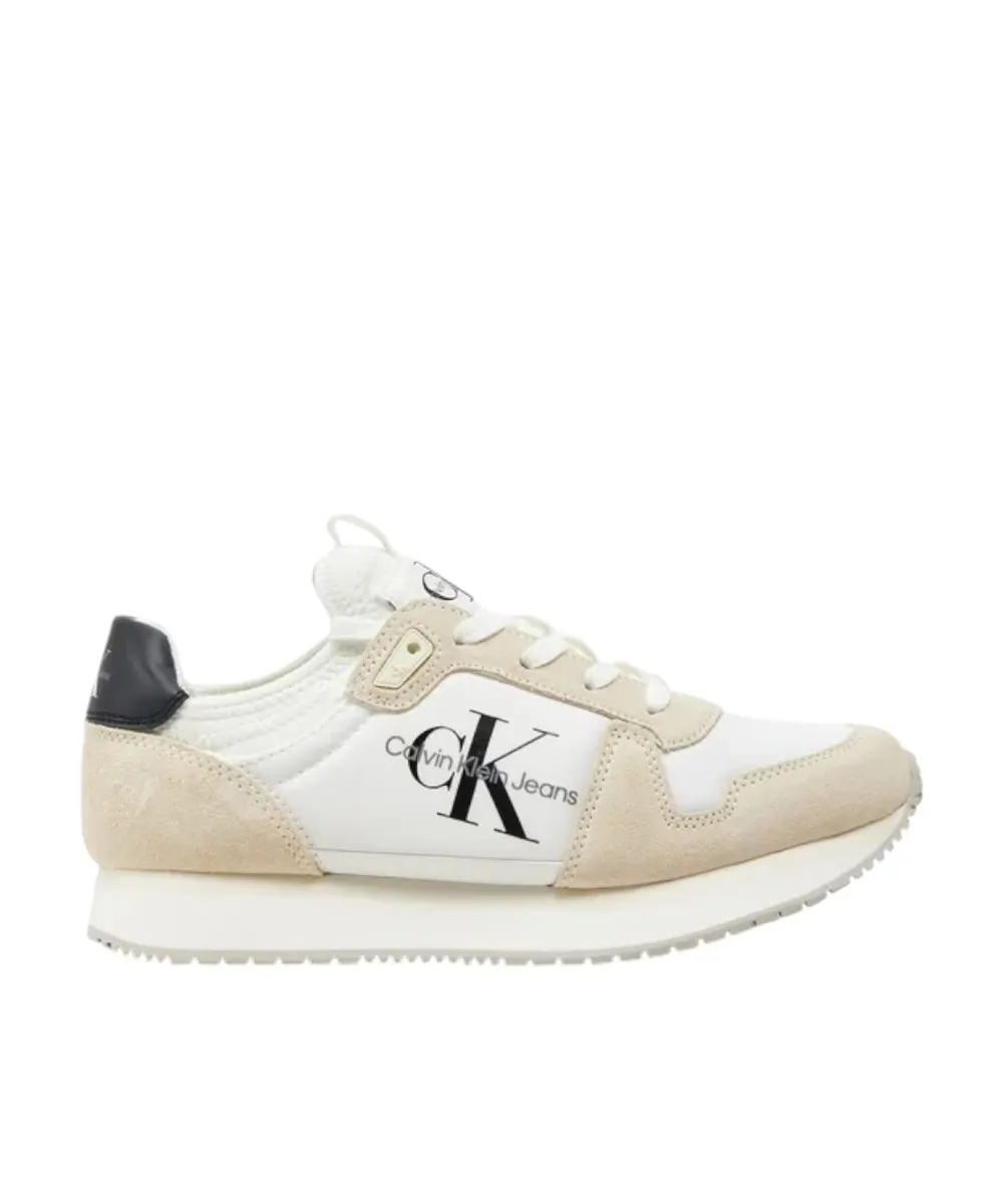 Calvin Klein - Γυναικεία Sneakers Runner Sock Laceup Ny-Lth Wn YW0YW00840-03A Λευκό