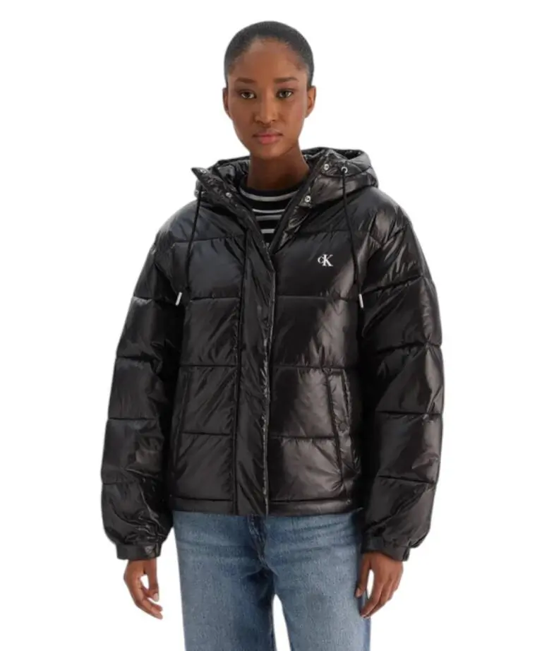 Calvin Klein - Γυναικείο Μπουφάν High Shine Hooded Puffer Jacket Relaxed Fit LV047D505G-UB1 Μαύρο