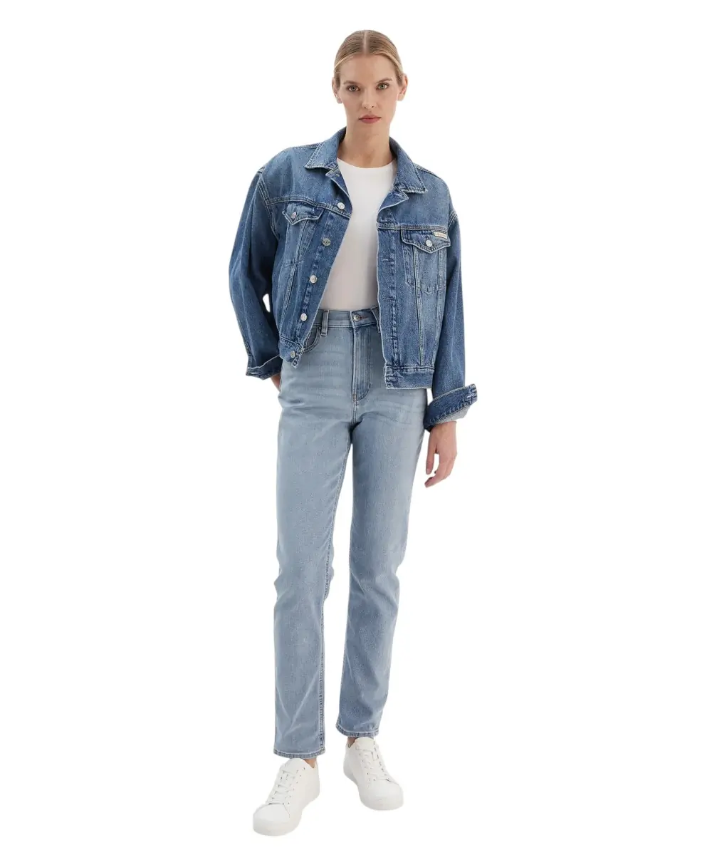 Calvin Klein - Γυναικείο Παντελόνι Jean Ck Mom High Rised LV047E618G-VLJ Γαλάζιο