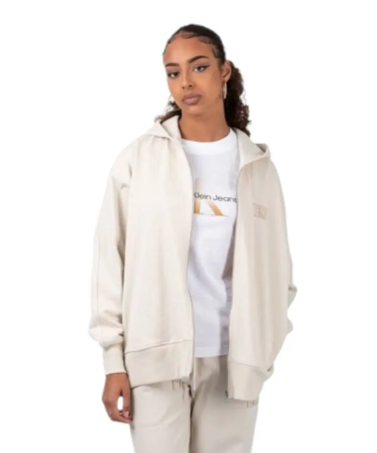 Calvin Klein - Γυναικείο Φούτερ Zip Detail Logo Regular Fit J20J219756-ACF Μπεζ