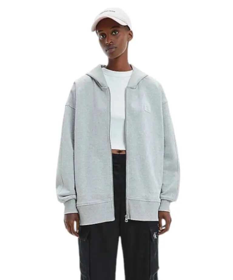 Calvin Klein - Γυναικείο Φούτερ Zip Detail Logo Regular Fit J20J219756-P01 Γκρι