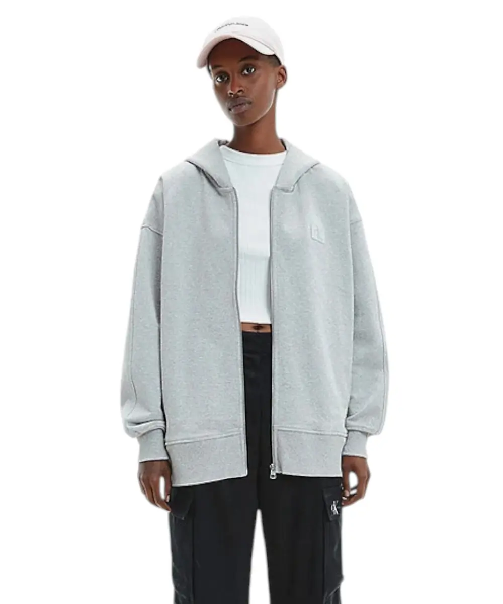 Calvin Klein - Γυναικείο Φούτερ Zip Detail Logo Regular Fit J20J219756-P01 Γκρι