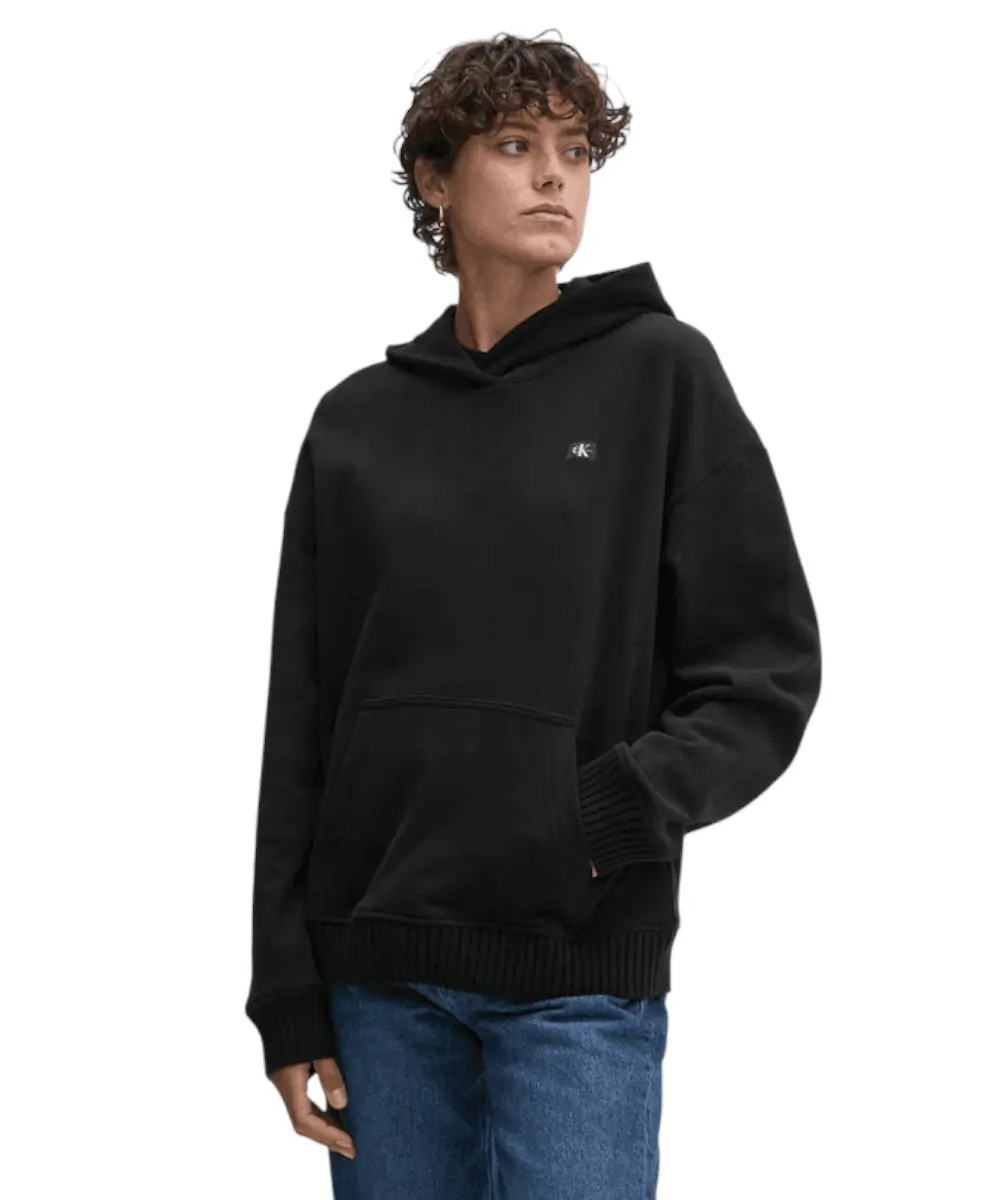 Calvin Klein - Γυναικείο Φούτερ με Κουκούλα Woven Label Peached J20J224173-BEH Μαύρο