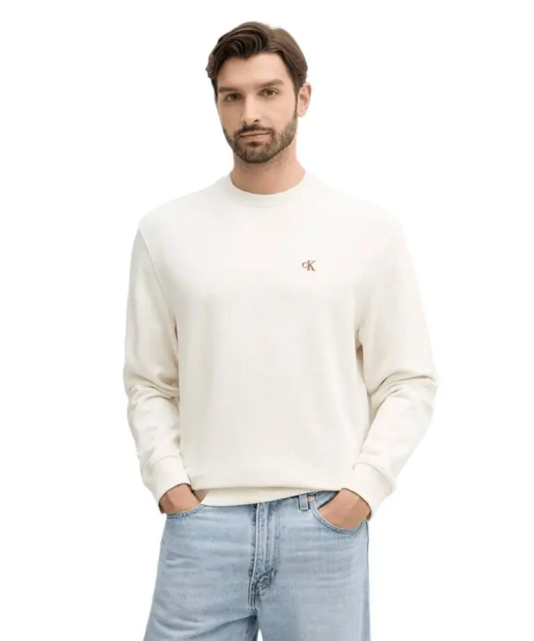 Calvin Klein - Ανδρικό Φούτερ 350Terry Monogram Regular Fit LV04RC296G-YAS Εκρού