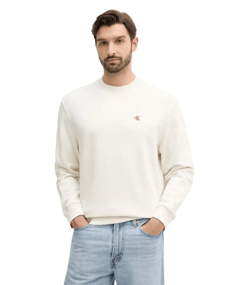 Calvin Klein - Ανδρικό Φούτερ 350Terry Monogram Regular Fit LV04RC296G-YAS Εκρού