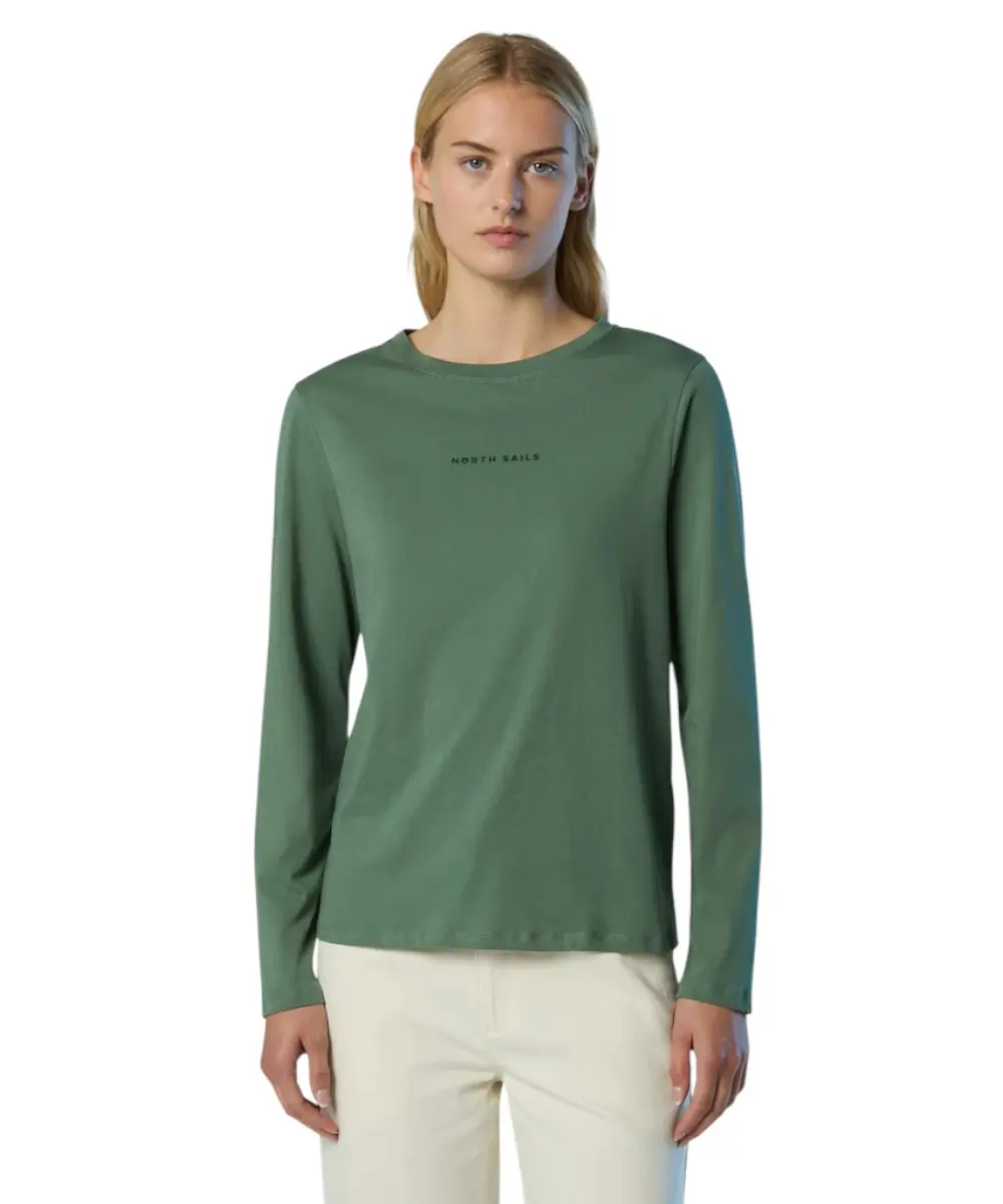 North Sails - Γυναικείο Μακρυμάνικο T-Shirt Raised logo 093566-000-0483 Πράσινο