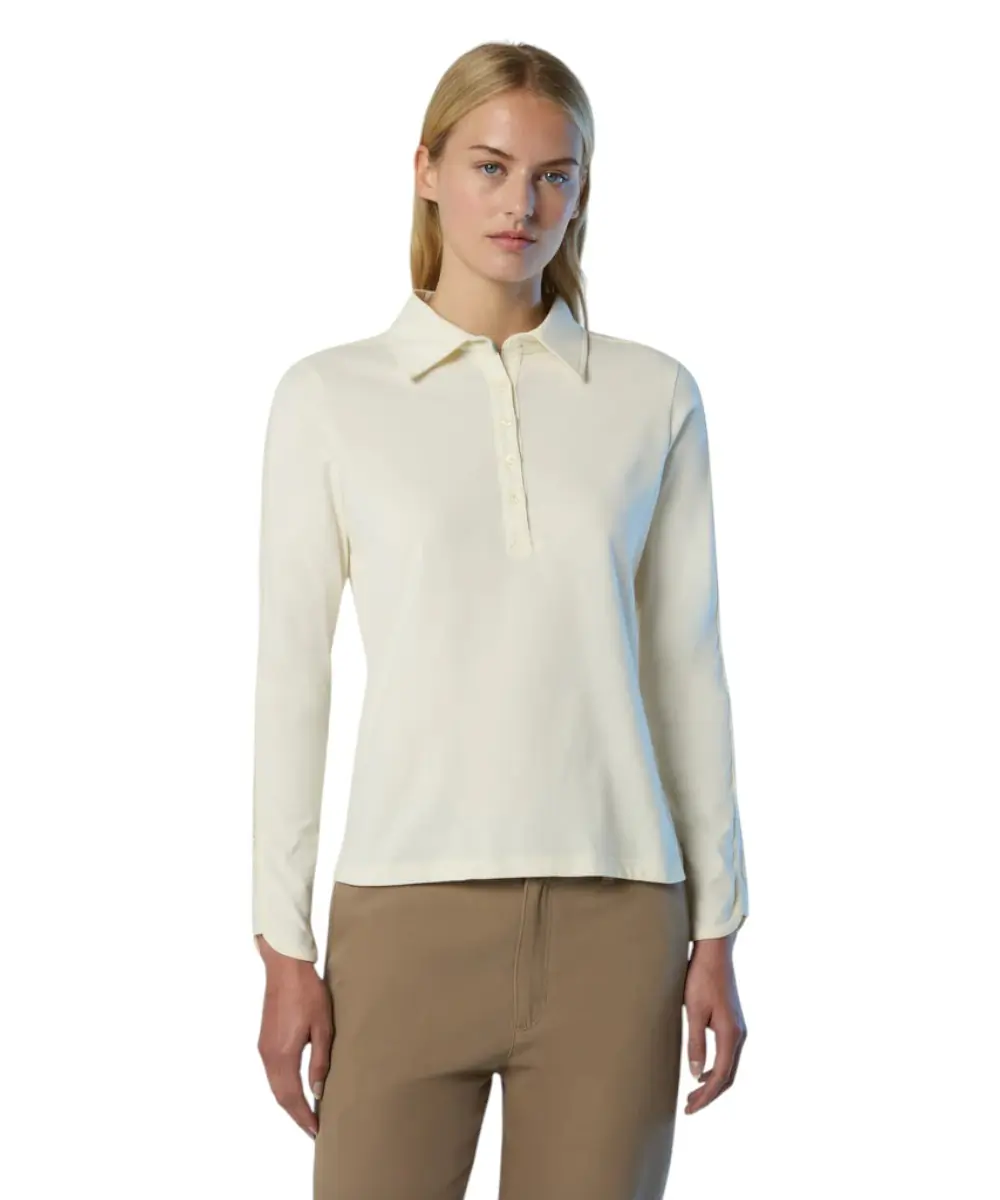 North Sails - Γυναικείο Μακρυμάνικο peachskin Polo 093583-000-012A Λευκό