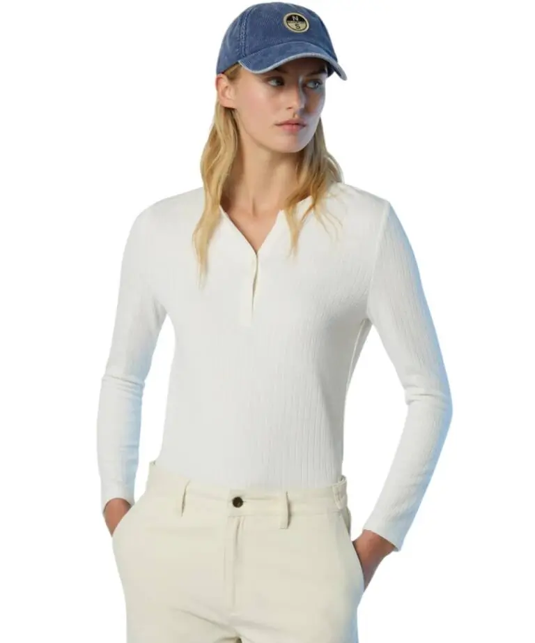 North Sails - Γυναικείο Πουλόβερ Ribbed jersey Henley top 093581-000-012A Λευκό