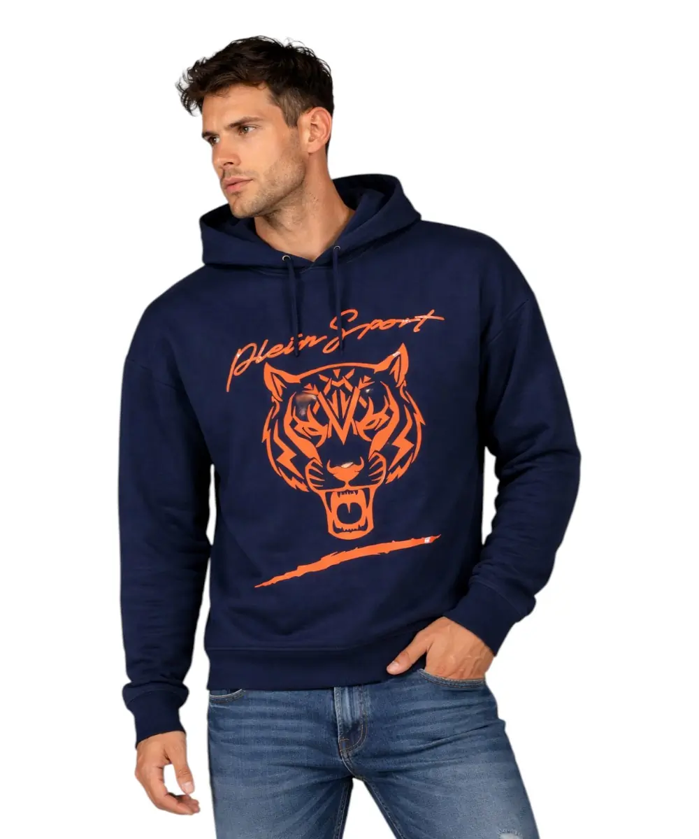 Plein Sport - Ανδρικό Φούτερ με Κουκούλα FIPS214-U85NAVY Μπλε Ναυτικό
