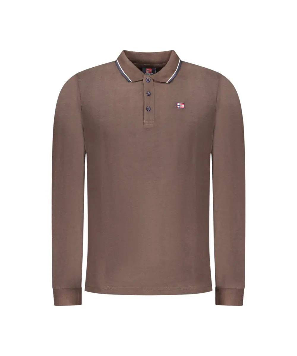 Scuola Nautica Italiana - Ανδρική Μπλούζα Μακρυμάνικη Πόλο 848871-BROWN Καφέ