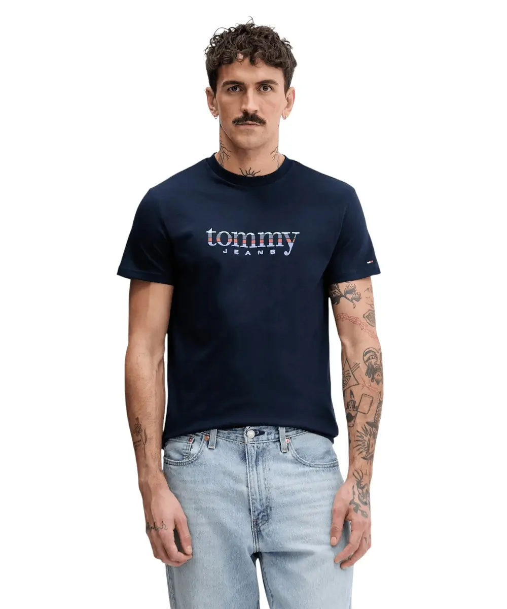 Tommy Hilfiger -  Ανδρικό T-Shirt Entry Dna Slim Fit DM0DM22333-C1G Μπλε Σκούρο