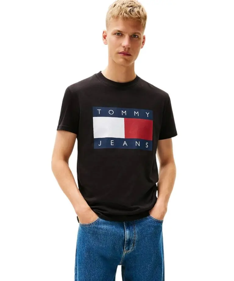 Tommy Hilfiger -  Ανδρικό T-Shirt Flag Badge Jersey Regular Fit DM0DM22645-BDS Μαύρο