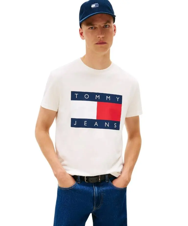 Tommy Hilfiger -  Ανδρικό T-Shirt Flag Badge Jersey Regular Fit DM0DM22645-YBH Λευκό
