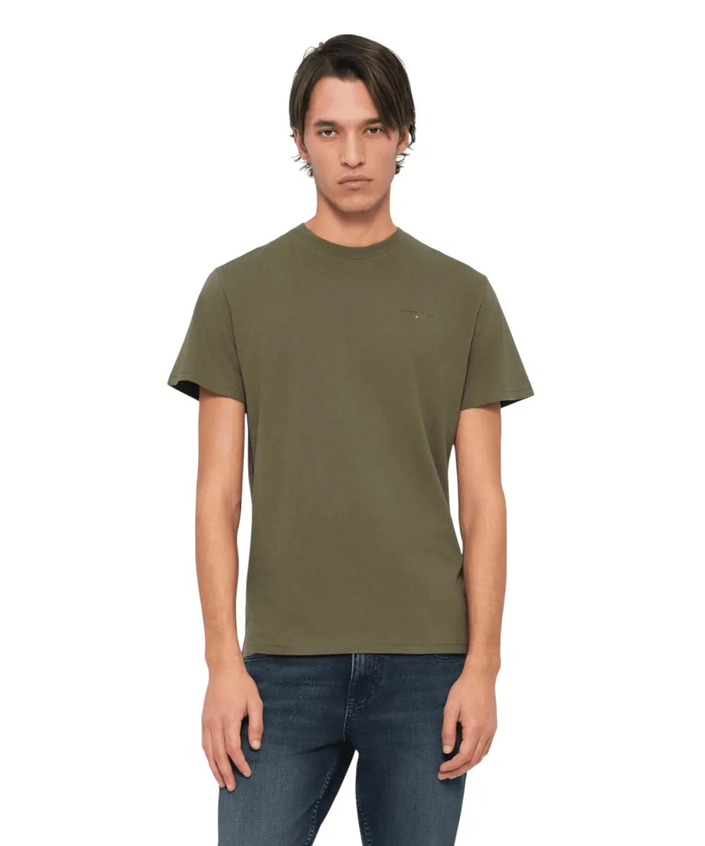 Tommy Hilfiger - Ανδρικό T-shirt Linear Chest Slim Fit DM0DM21780-GY1 Λαδί