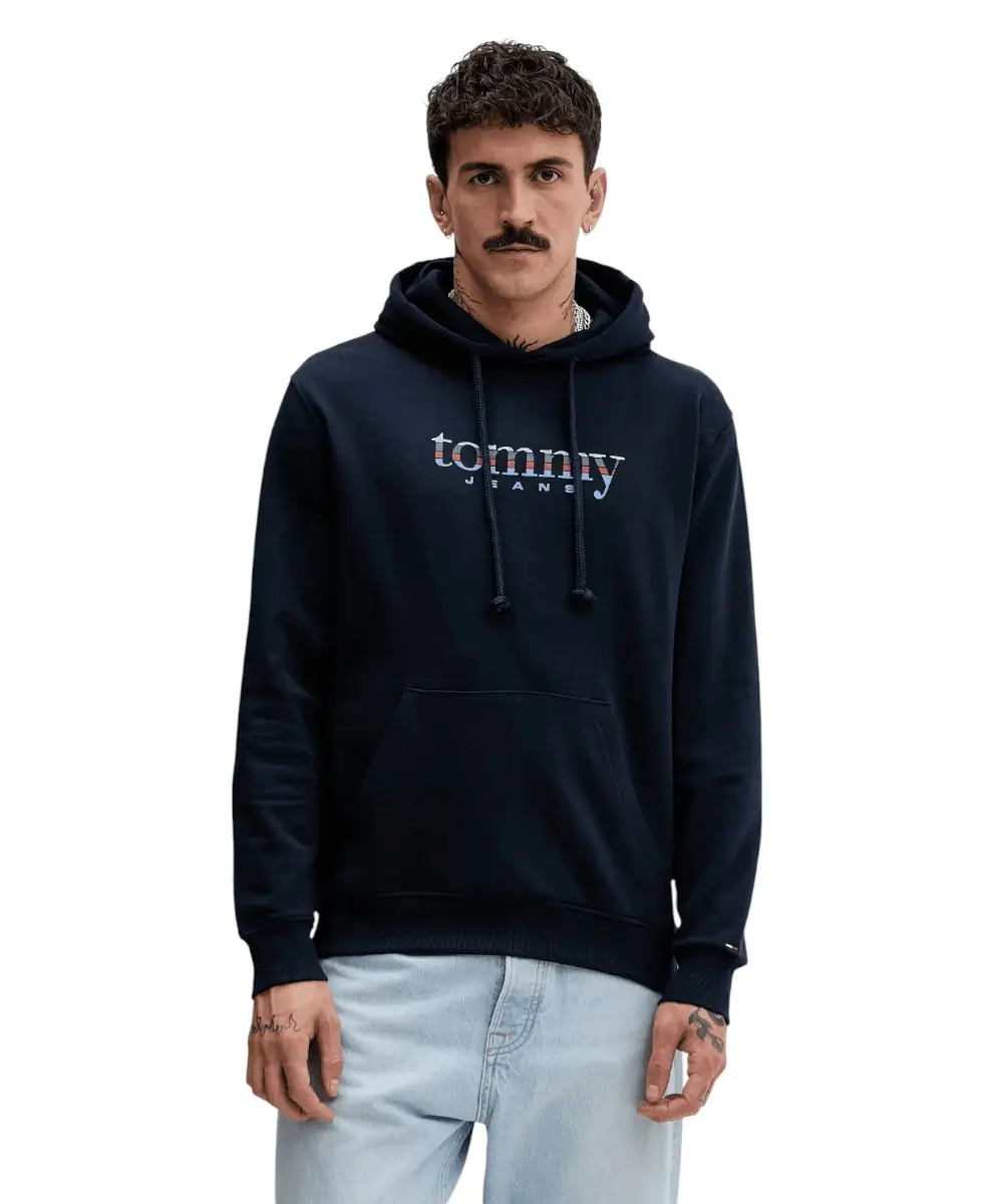 Tommy Hilfiger - Ανδρικό Φούτερ με Κουκούλα Terry DM0DM22642-C1G Μπλε Σκούρο