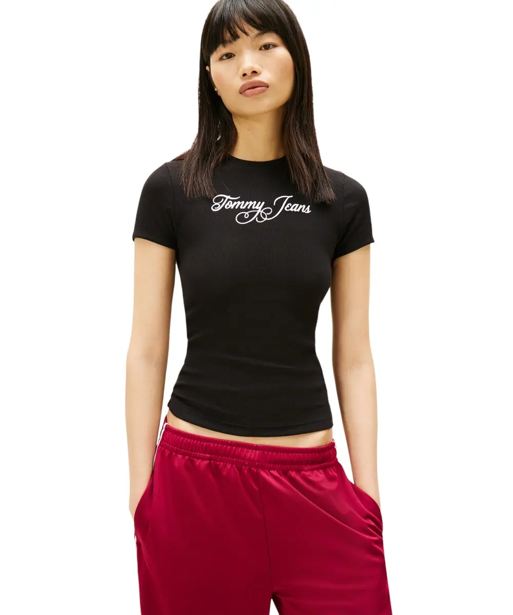 Tommy Hilfiger - Γυναικείο T-shirt Essential Slim Fit DW0DW21838-BDS Μαύρο