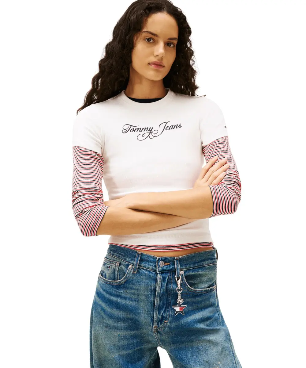 Tommy Hilfiger - Γυναικείο T-shirt Essential Slim Fit DW0DW21838-YBL Εκρού