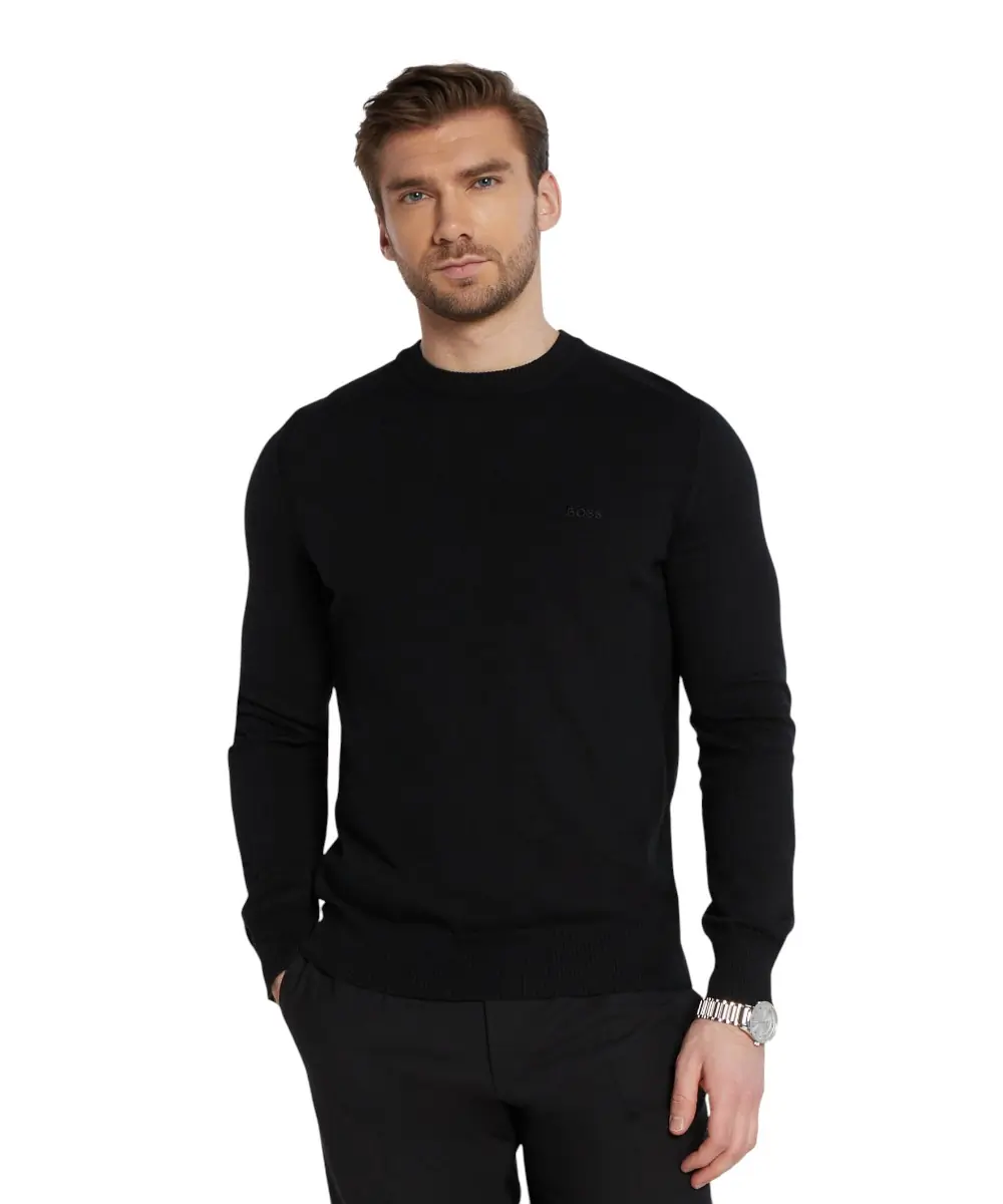 Boss - Ανδρικό Πουλόβερ Asac_C Knitwear 50508766-001 Μαύρο