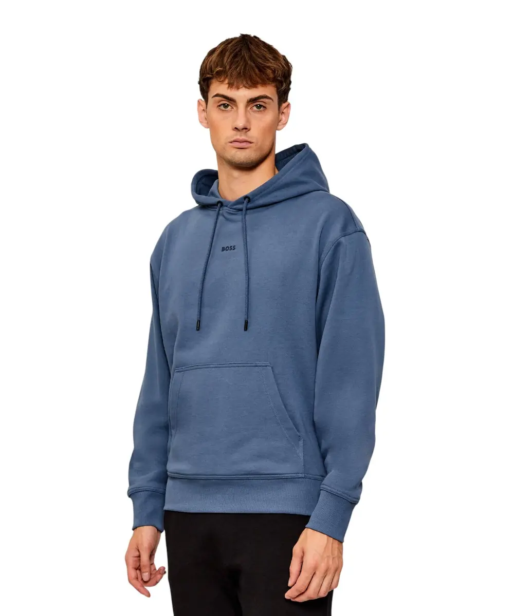 Boss - Ανδρικό Φούτερ Με Κουκούλα Wesmallhood Jersey 50514530-464 Μπλε Ραφ