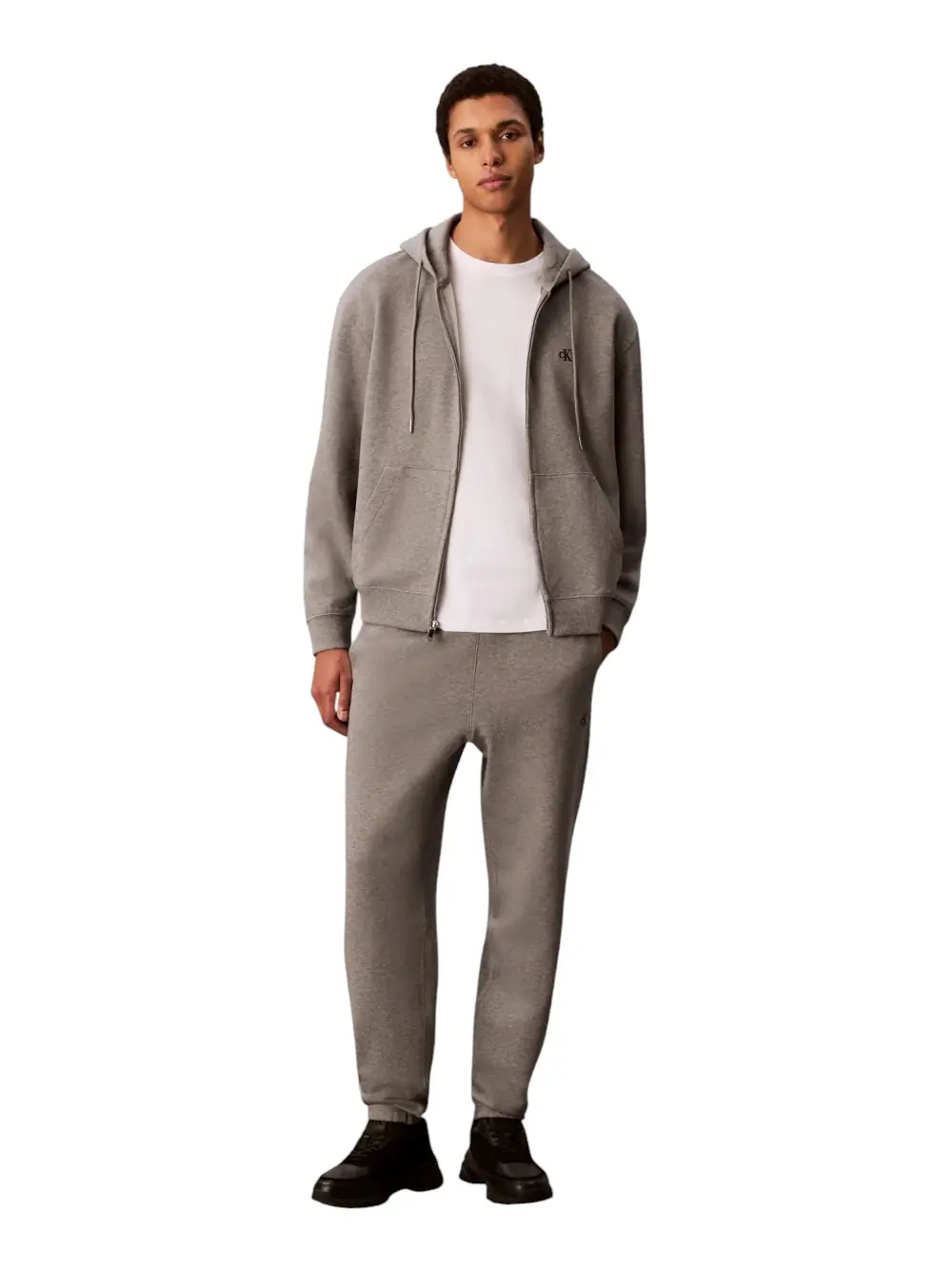 Calvin Klein - Ανδρικό Παντελόνι Φόρμας Eu 350Terry Monogram Regular Fit  LV04RD241G-P7E Γκρι