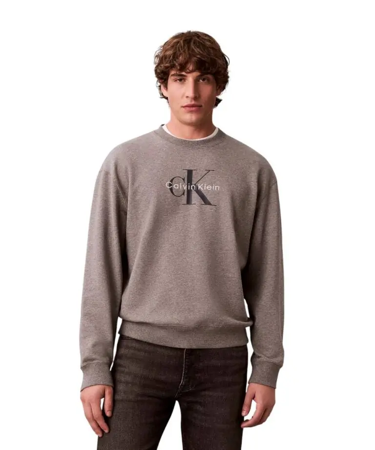 Calvin Klein - Ανδρικό Φούτερ Hoodie 350Terry Monologo Loose Fit LV04RD242G-P7E Γκρι
