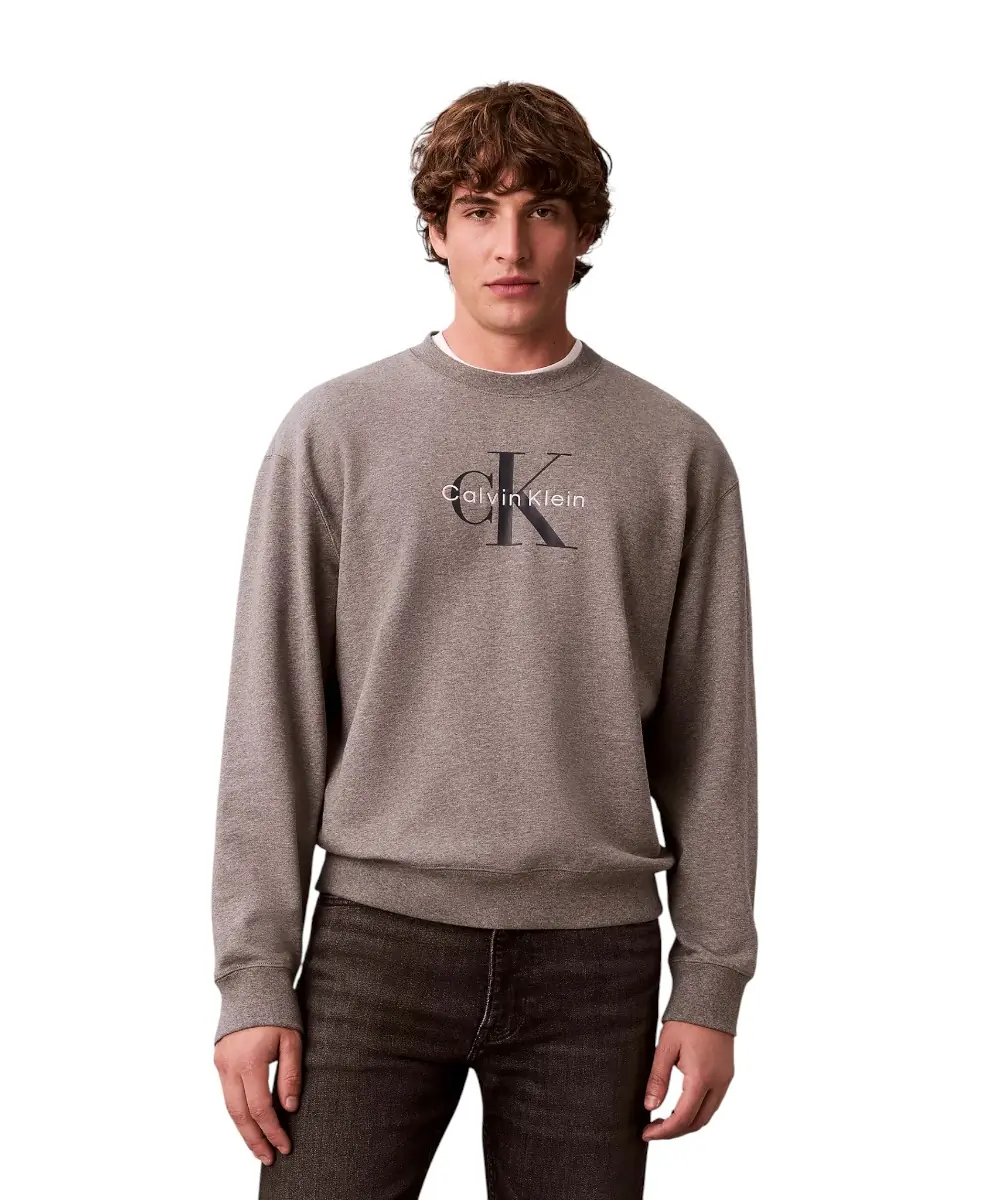 Calvin Klein - Ανδρικό Φούτερ Hoodie 350Terry Monologo Loose Fit LV04RD242G-P7E Γκρι